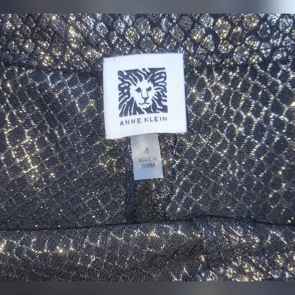 Anne Klein Shimmering Black and Gold Snake Skin Print Metallic Pants - Picture 4 of 8
